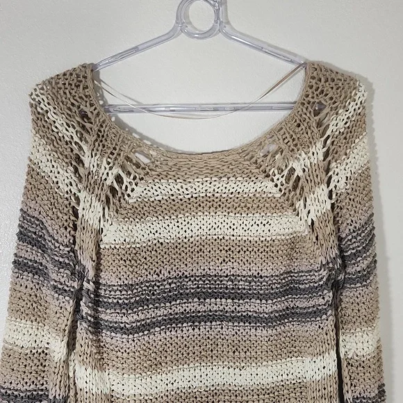 Free People Desert Moon Striped Long Sleeve Loose Ribbon Yarn Knit Sweater S - Picture 8 of 13